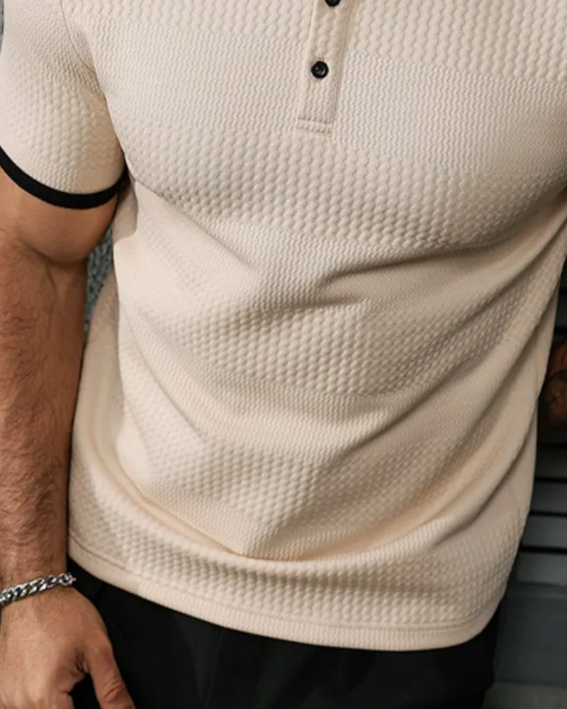T-Shirt Homme, Décontracté, À Revers, Manches Courtes
