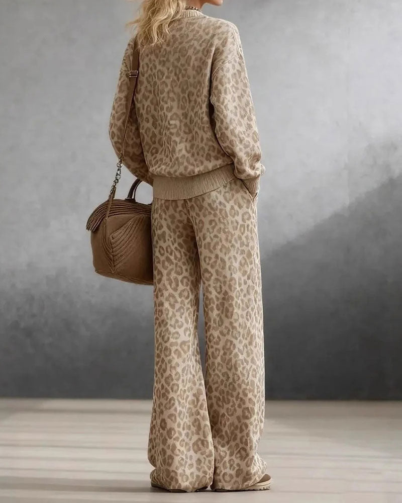 Ensemble Manche Longue Pantalon Long Léopard
