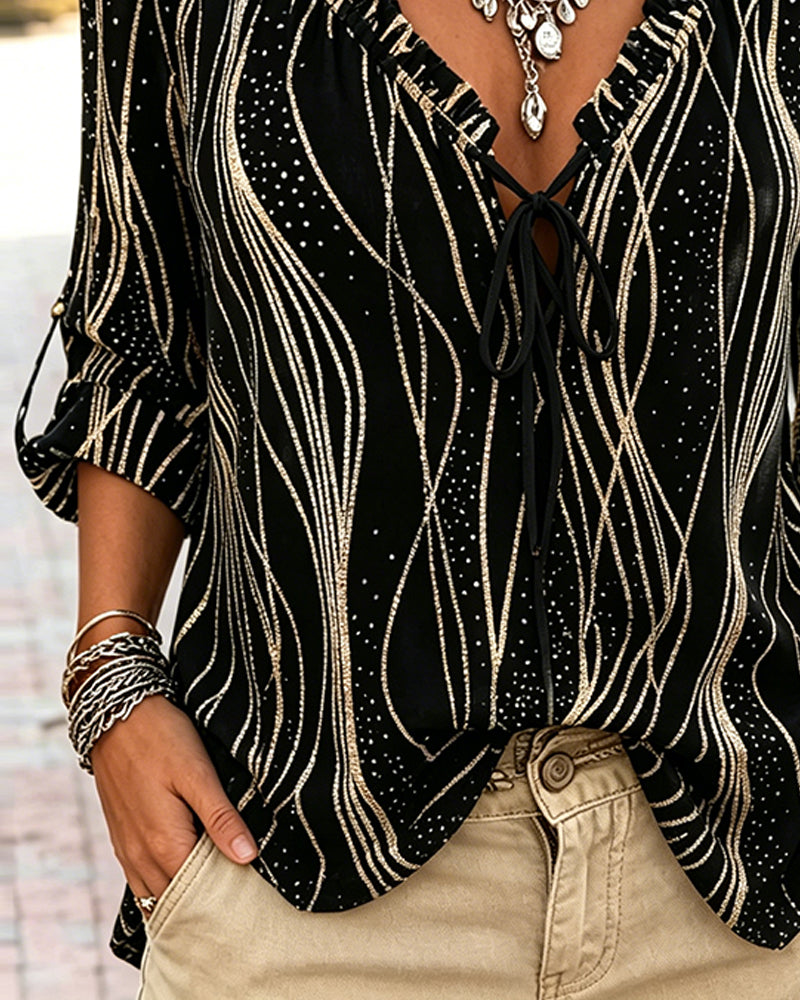 Blouse Volant Vague Col En V Attacher