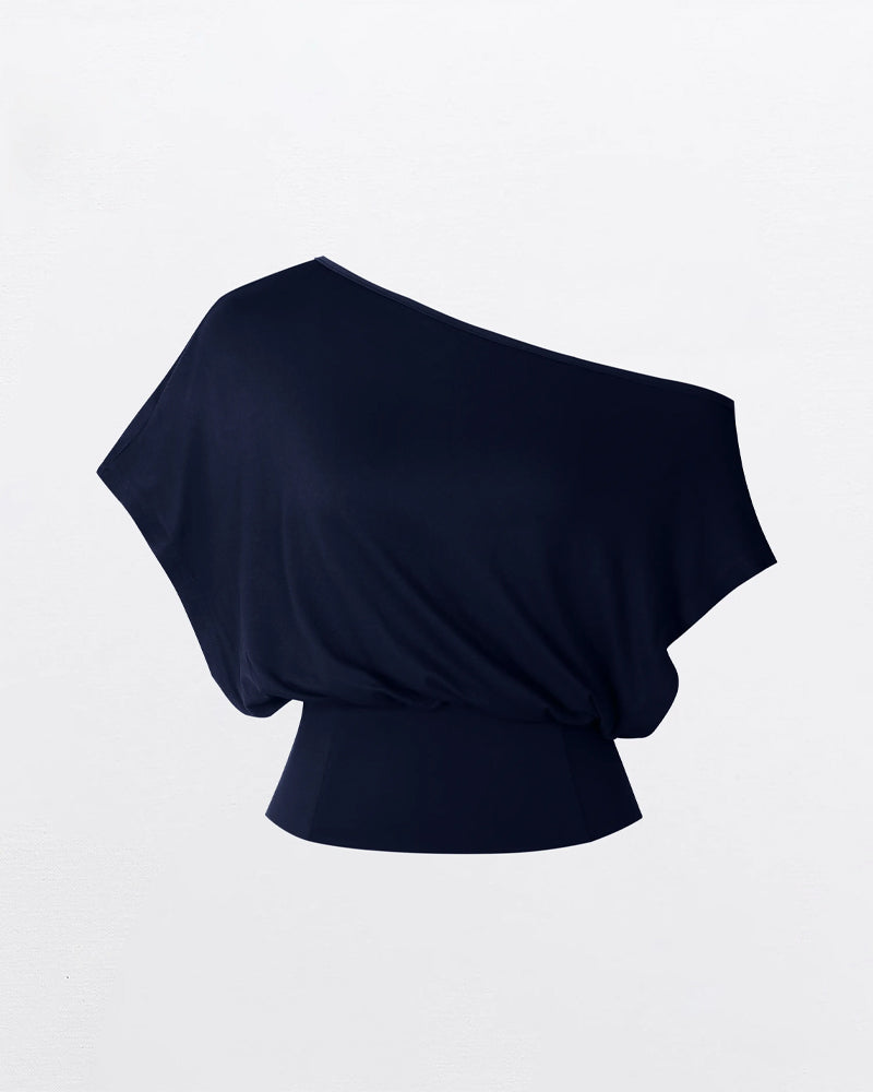 T-Shirt Ourlet Asymétrique Ajusté Chauve-Souris