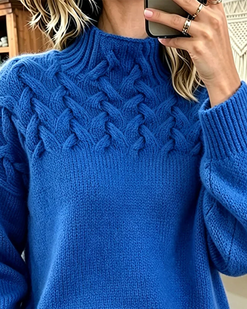 Pull Unie Décontracté Manche Longue