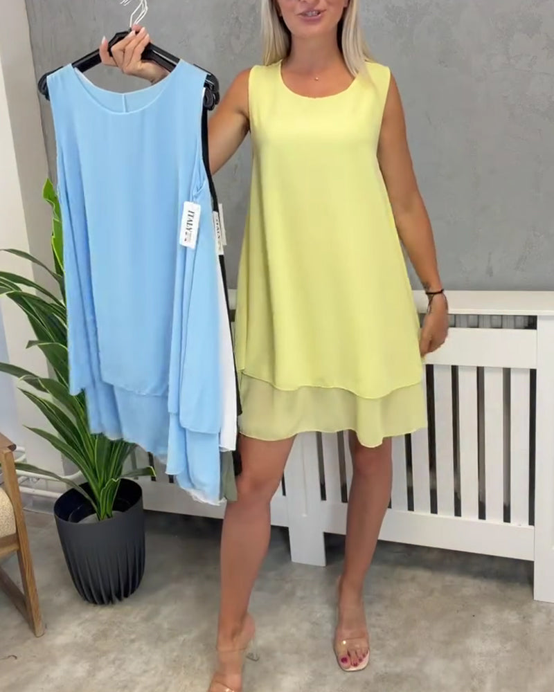 Robe Sans Manches Unie Décontractée