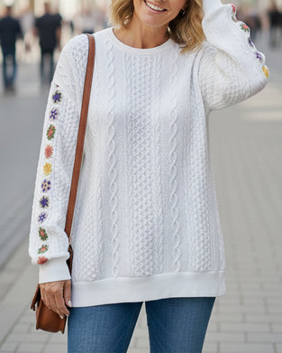Sweat-Shirt Col Rond Crochet Patchwork
