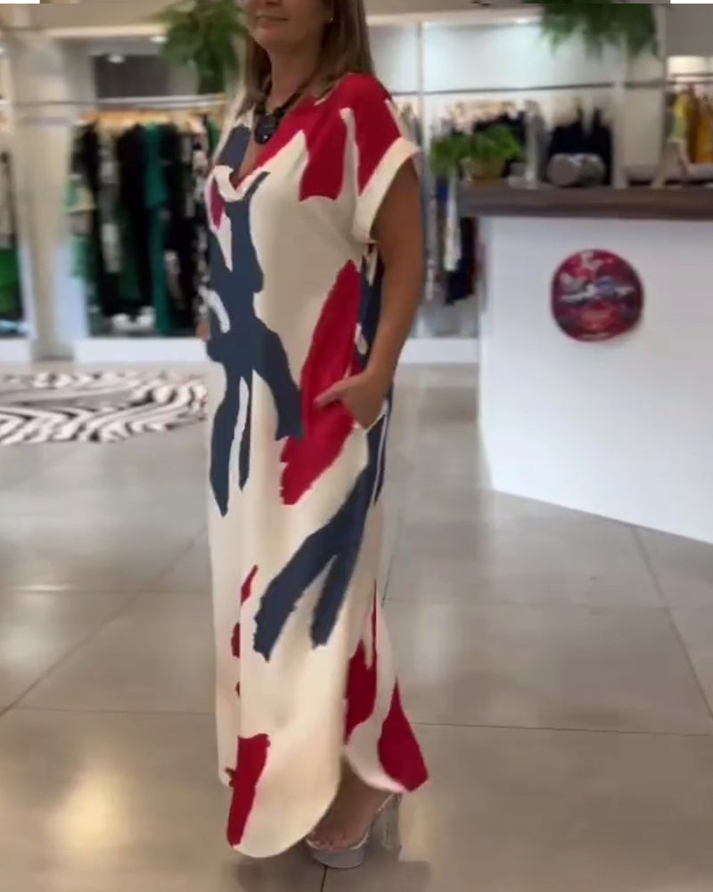 Robe À Manches Courtes Imprimée