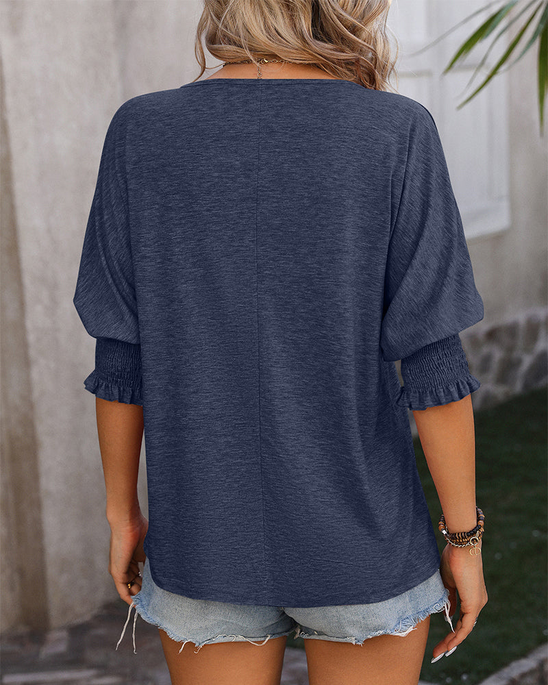 Blouse ample et col V et décontractée
