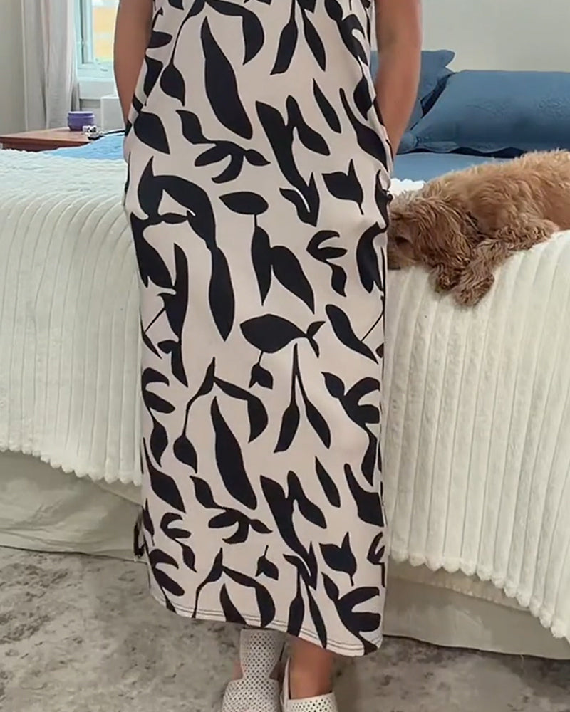 Robes Sans Manches Col V Fente Tenue De Travail Longue