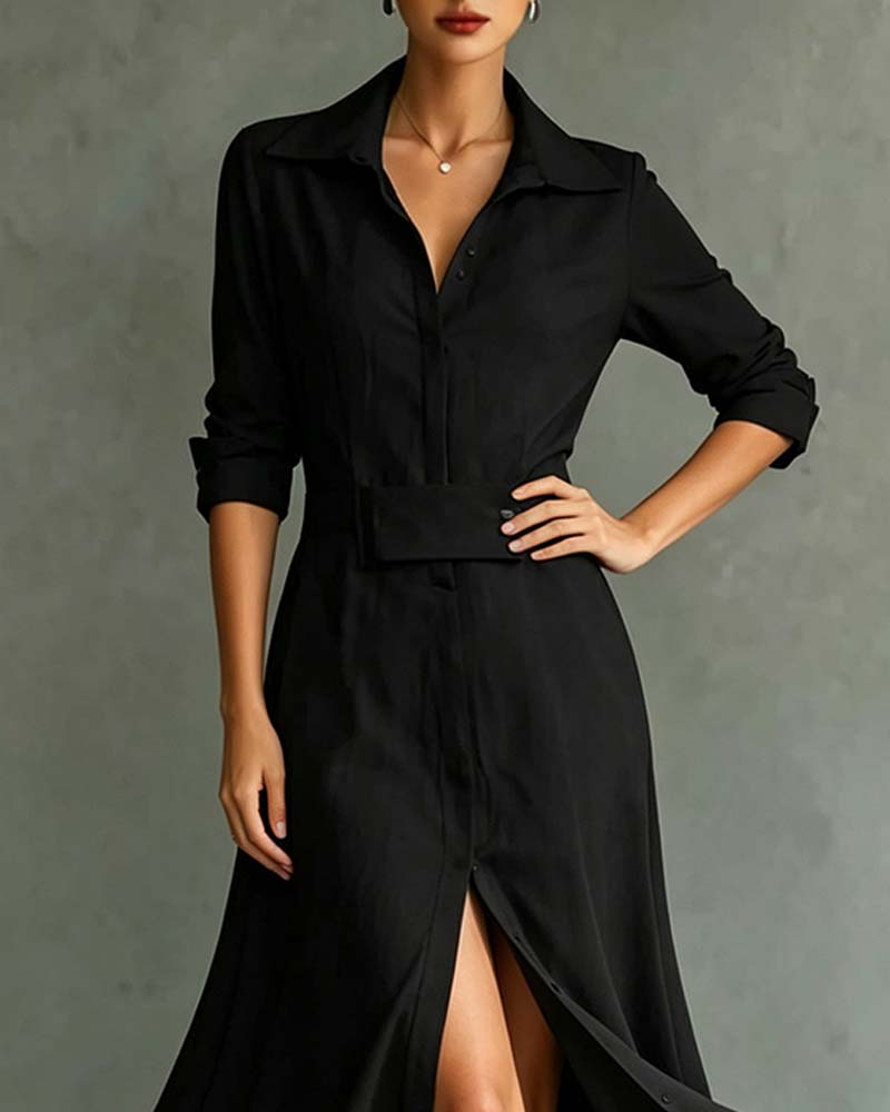 Robe À Revers Uni