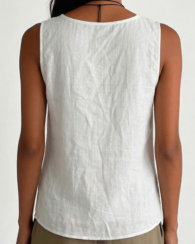Tank Top Anneau Métallique Bouton