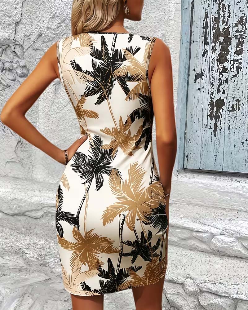 Robe Portefeuille Col V Imprimée Bodycon