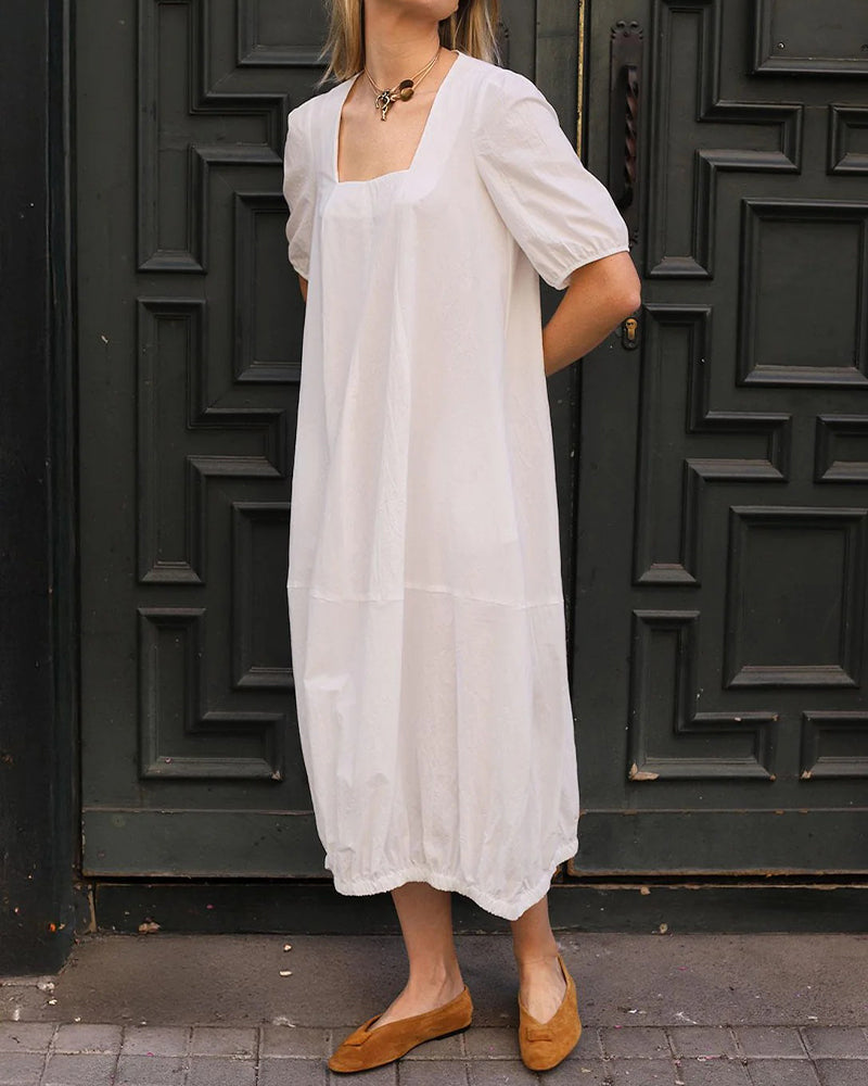 Robe Col Carré Ourlet Bulle