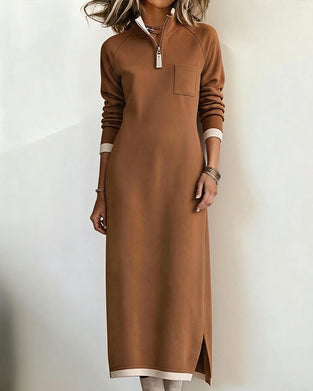 Robe Demi-Fermeture Éclair Col Montant Sweatshirt