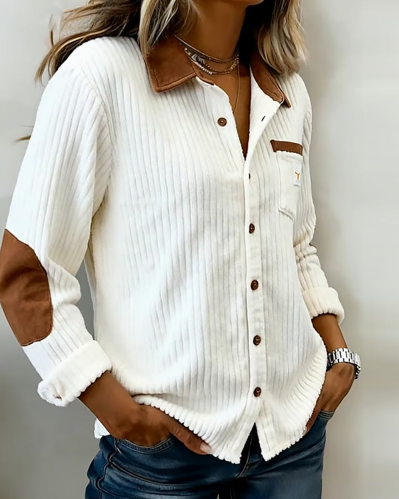 Chemise À Coupe De Couleur Et Col Boutonné