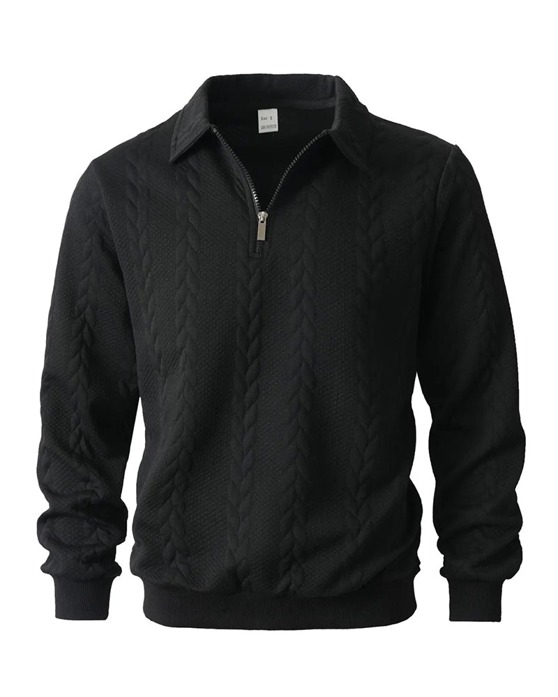 Hoodie Revers Demi Fermeture Éclair Décontracté