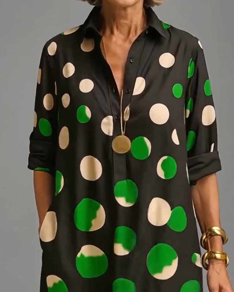Robe Boutonnée Pois Poche