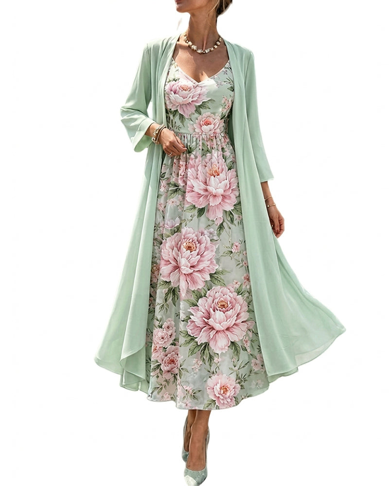 Set Imprimé Floral Robe Deux Pièces