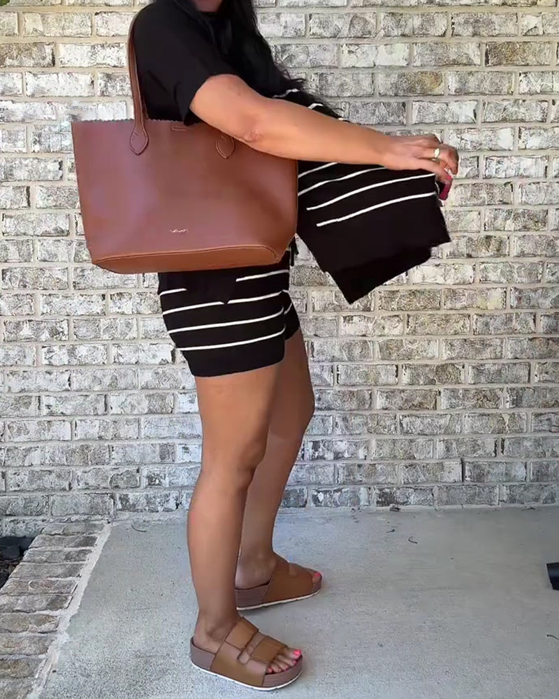 Ensemble Rayure Ample Décontracté Shorts
