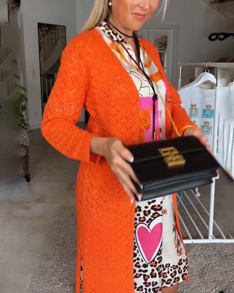 Robe col V imprimé léopard patchwork