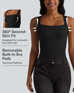 Débardeur Unie Col Carré Soutien-Gorge Intégré