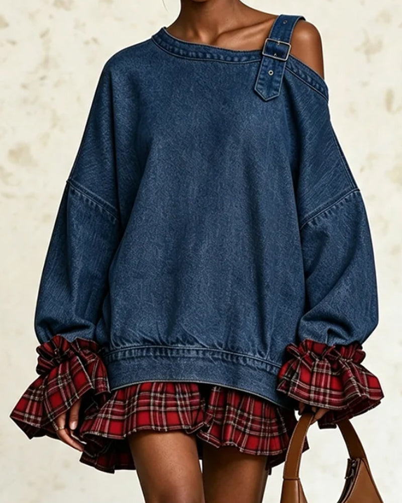 Robe Manche À Volant Une Épaule