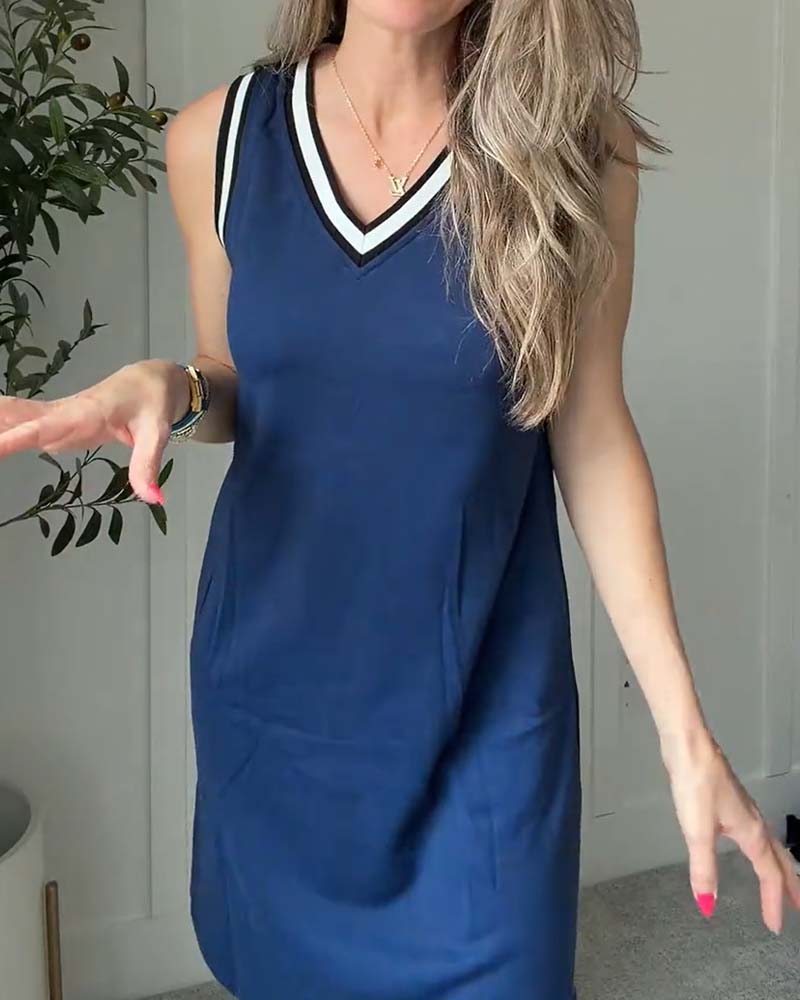 Robe Col En V Bloc De Couleur Active Débardeur
