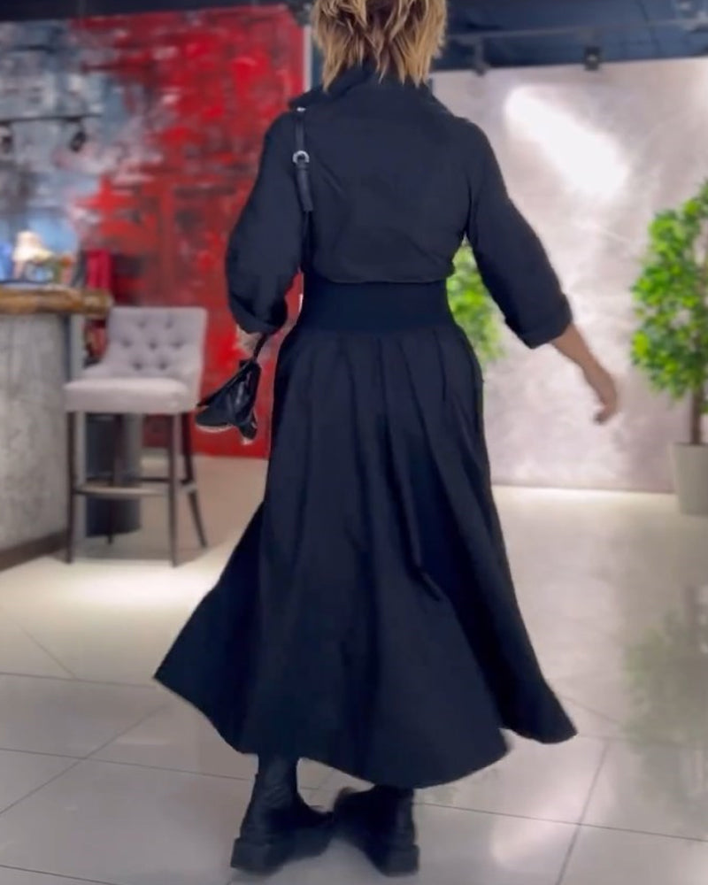 Robe élégante De Couleur Unie à Col Carré