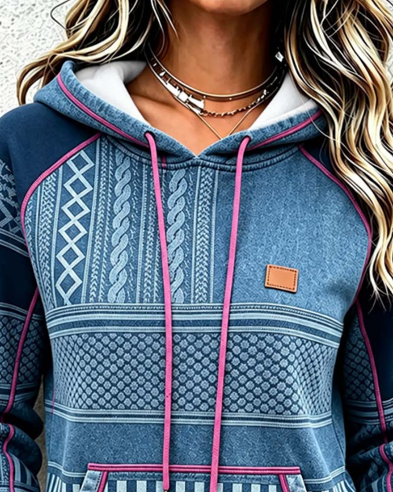 Hoodie Capuche Manches Longues Décontracté