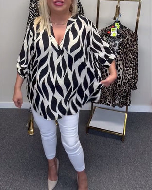 Blouse décontractée imprimée à col en V