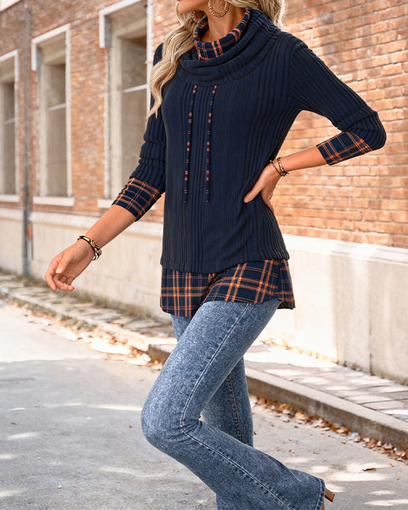 Haut Décontracté Tendance Avec Coutures Contrastées
