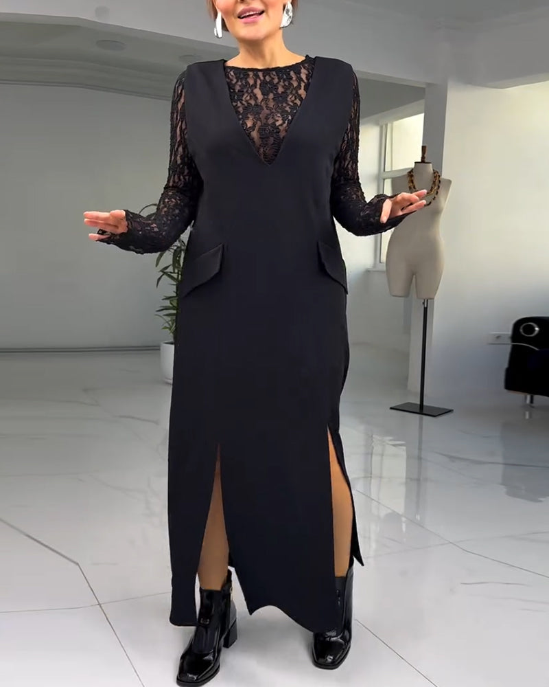 Robe Européenne Et Américaine En Dentelle Avec Fente