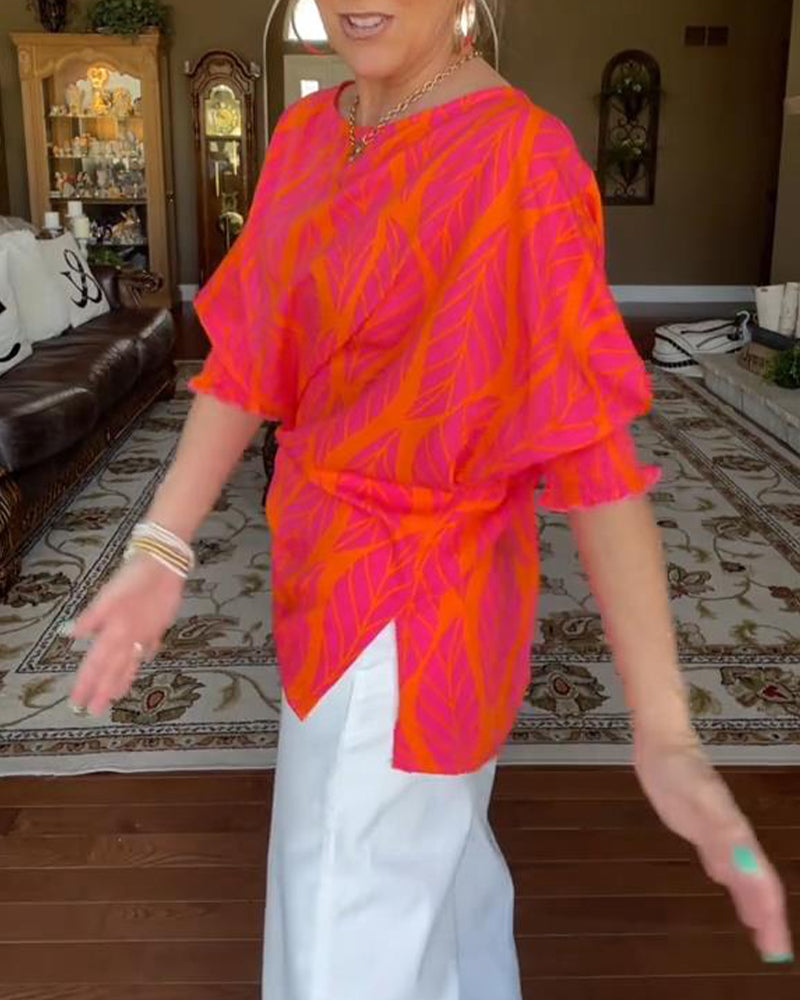 Blouse Col Rond Ample Imprimé