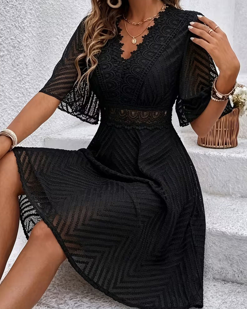 Robe Col En V Dentelle Patchwork Découpé