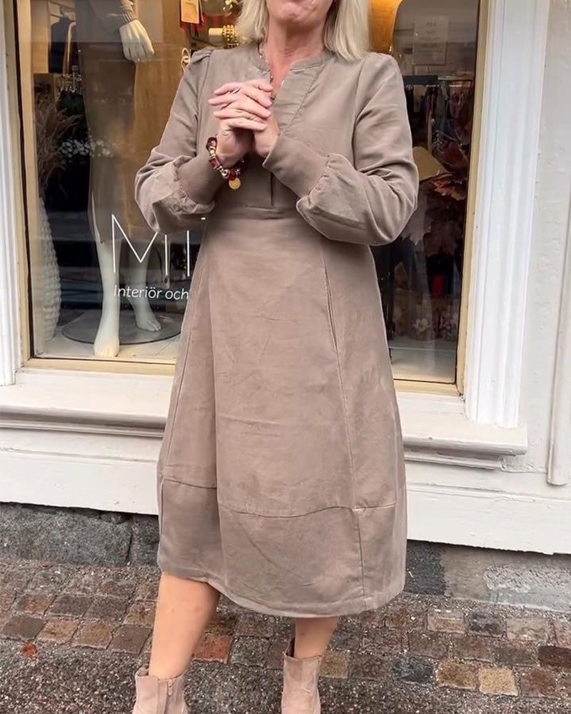 Robe décontractée rétro à manches longues