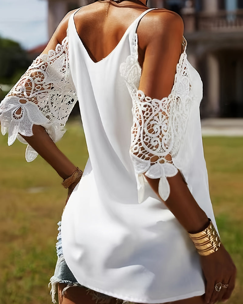 Blouse Épaules Dénudées Creuse Unie