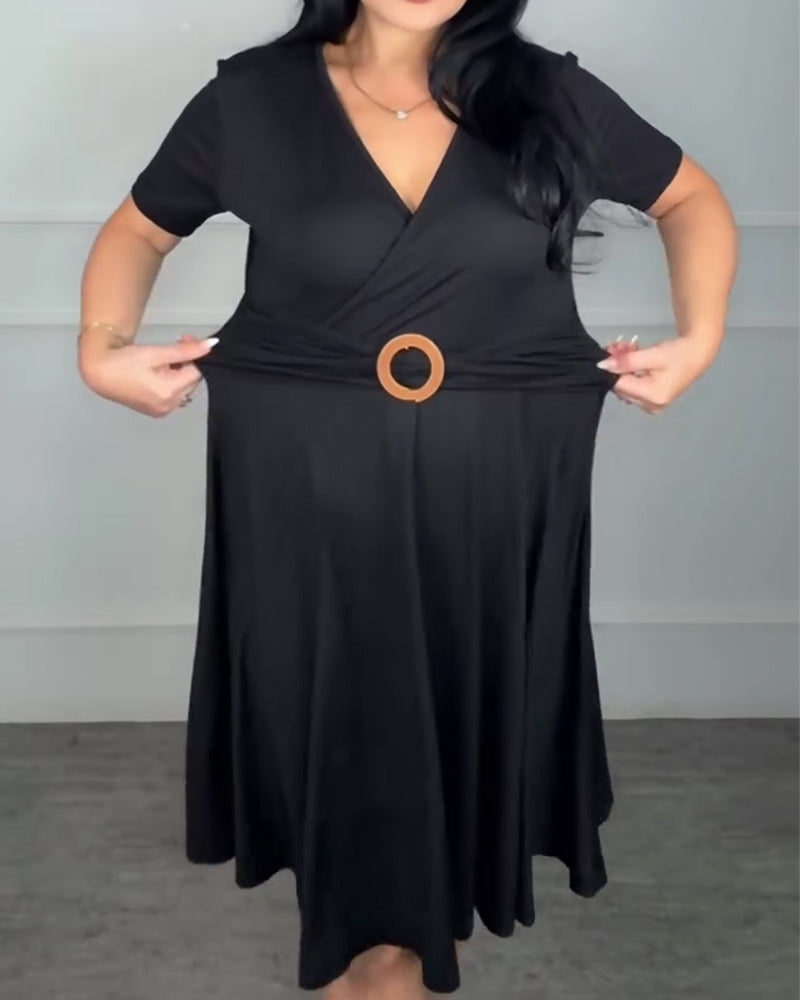 Robe Col En V Portefeuille Taille Coupe A