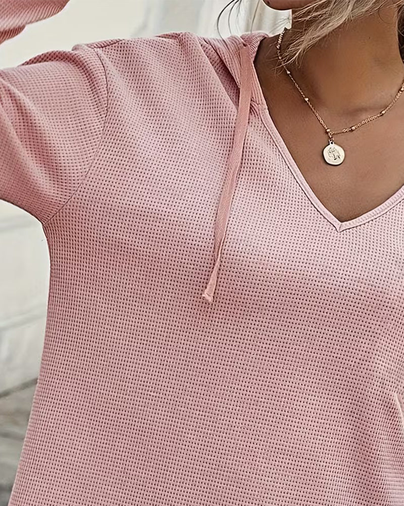 Blouse Col En V Hoodie Irrégulier