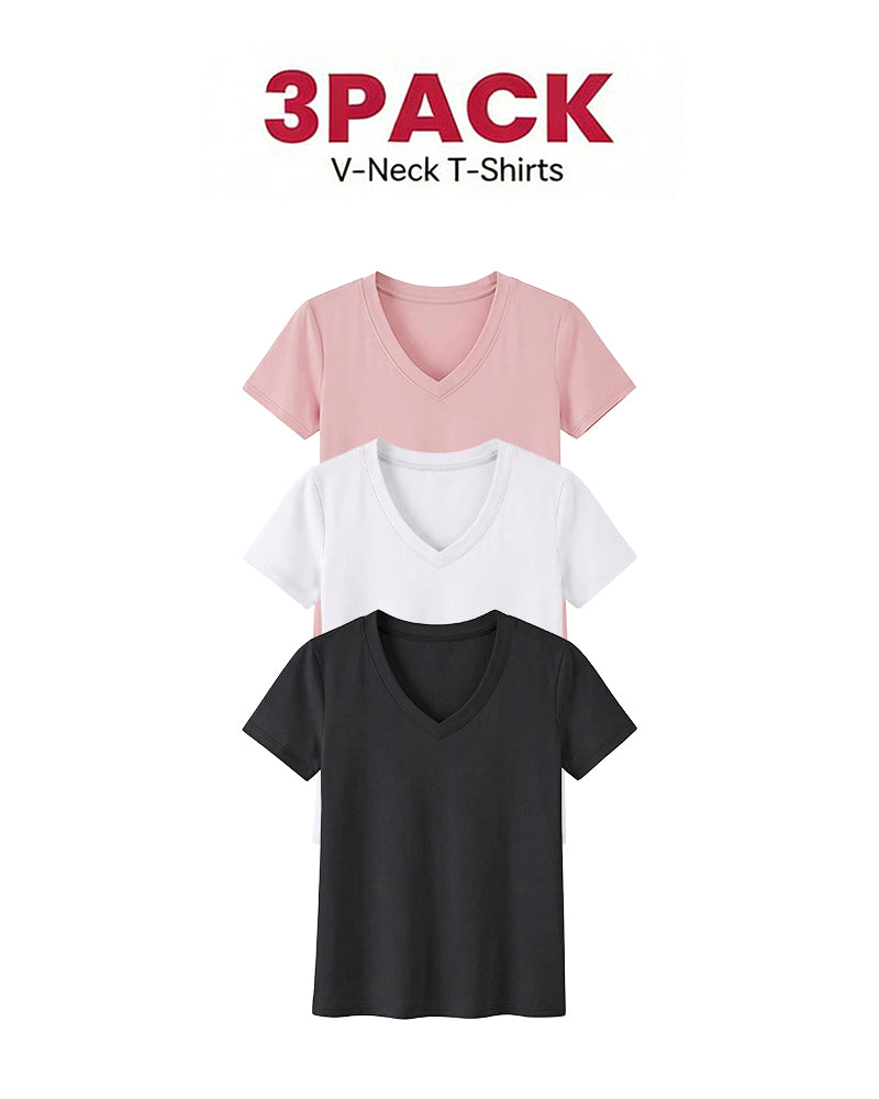 Lot De 1/3 Tees Basiques Confortables Pour Femmes