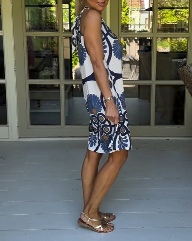 Robe imprimée vintage à col licou