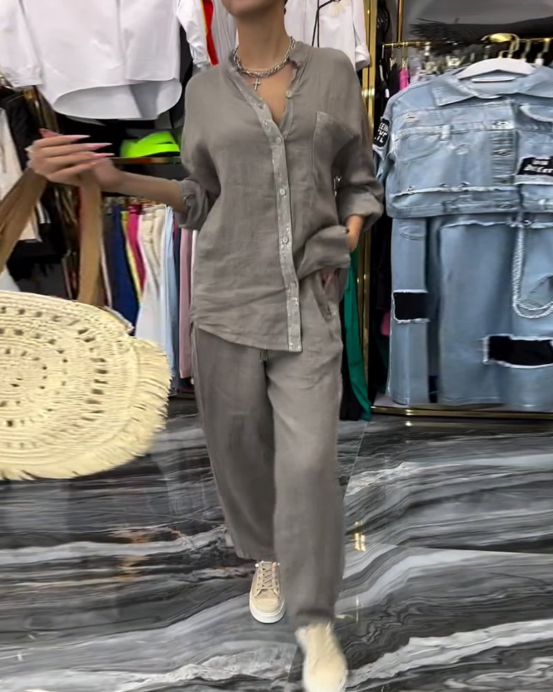 Costume Col Montant Poche Décontracté