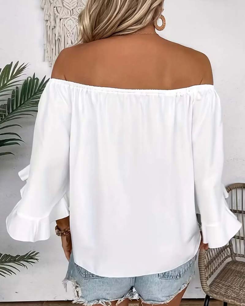 Blouse Bandage Off-Shoulder Manche Volantée