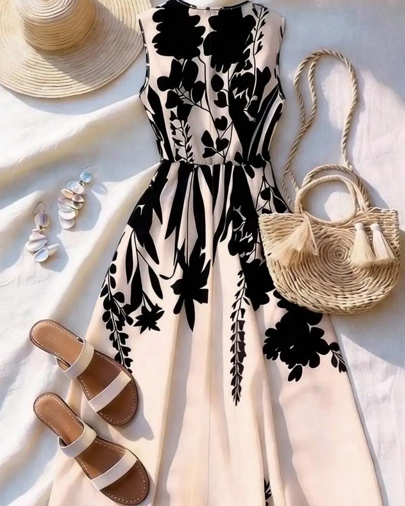 Robe Col En V Taille Coupe A Sans Manches