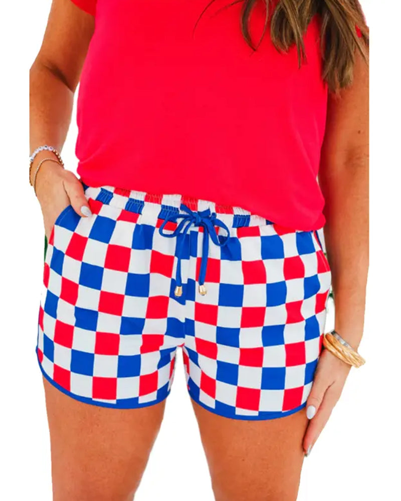 Shorts Damier Cordons Décontracté