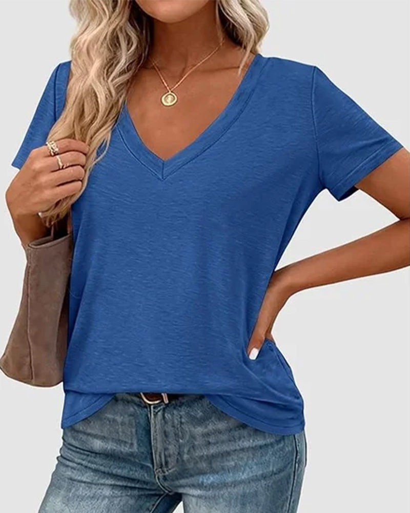 T-Shirt Pullover Col V Uni