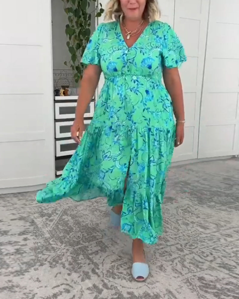 Robe à manches courtes avec poches et imprimé