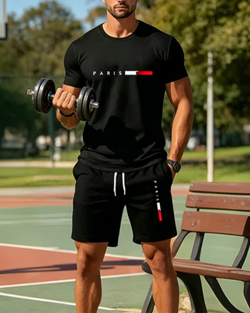 Set Hommes Col Rond Monogramme Décontracté