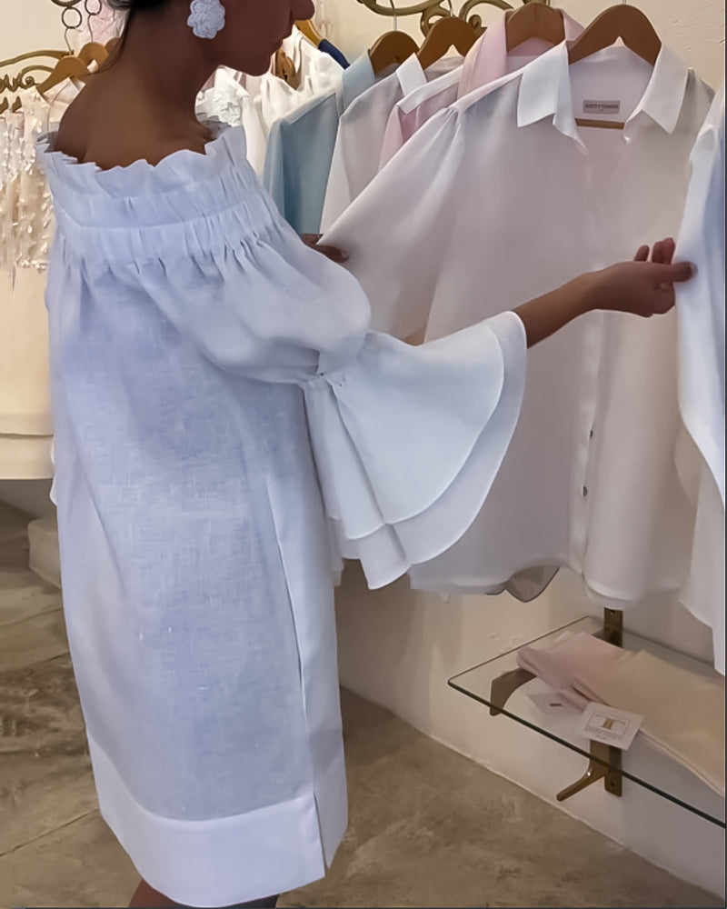 Robe asymétrique à manches évasées