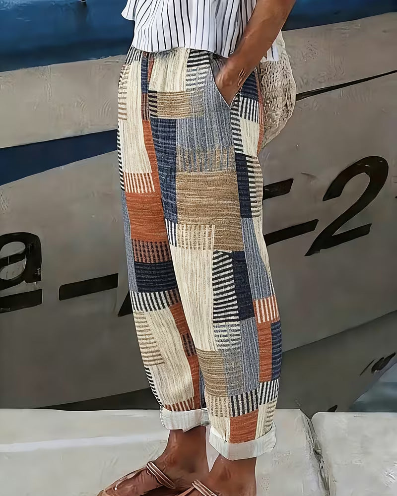 Pantalon Ligne Contraste Décontracté
