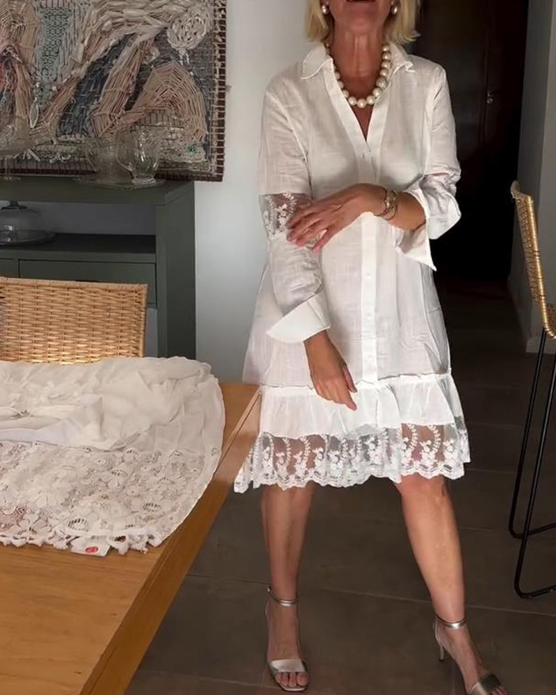 Robe Chemise Col Dentelle