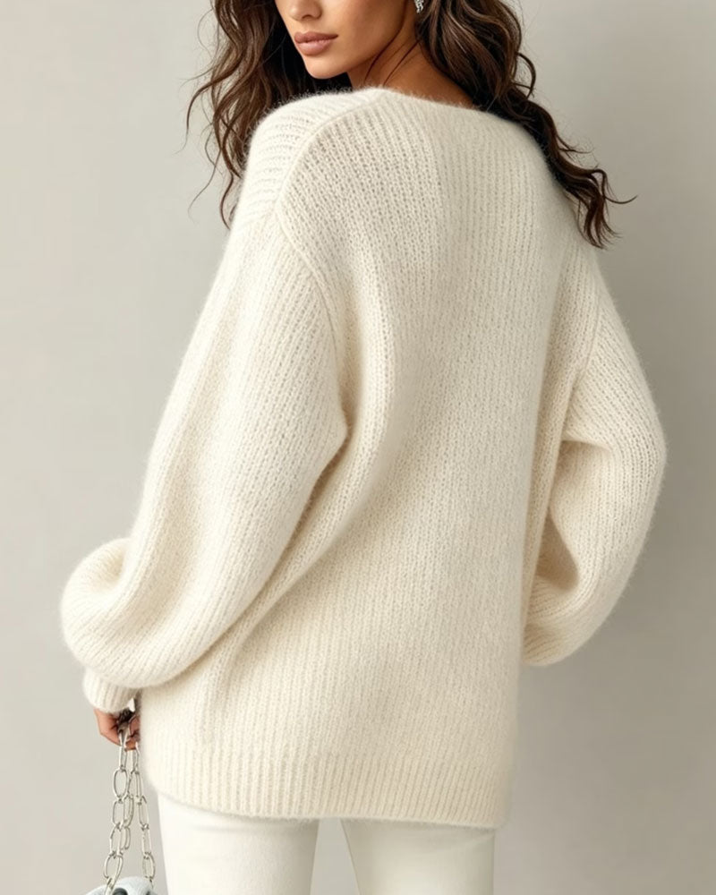 Pullover Demi Fermeture Éclair Col En V Décontracté