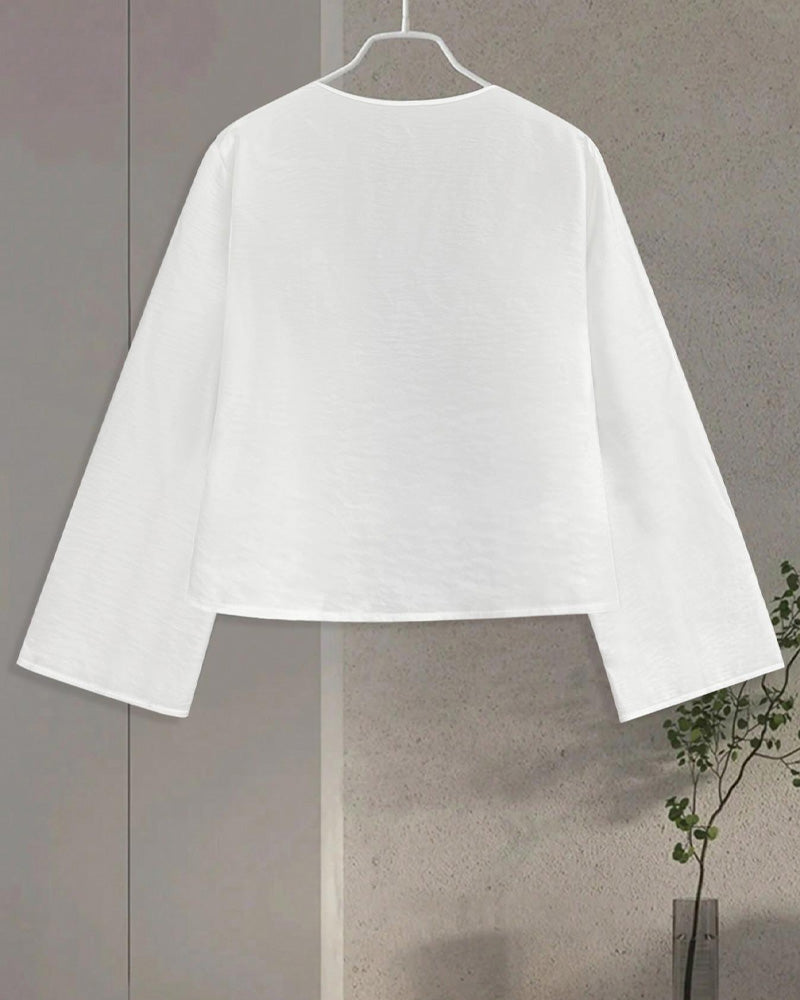 Blouse Tie Encolure V Protection Solaire