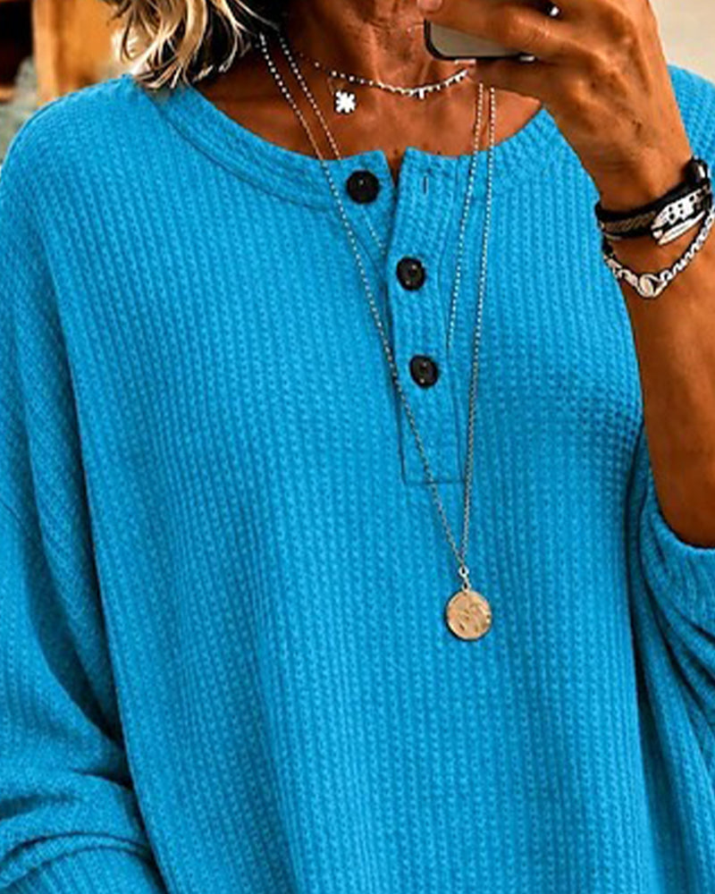 Blouse Gaufre Col Rond Ample